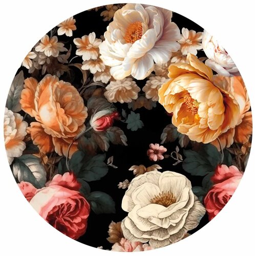  Okrugla fototapeta - Colourful flowers on a black background 280x280 Slike