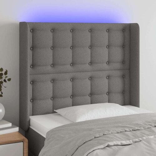  Posteljno vzglavje temno sivo 103x16x118/128 cm blago, (20933885) Slike