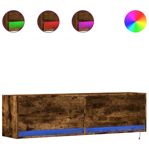 Maison Chic Stenska TV omarica - TV stojalo - Televizijska omarica z LED lučkami dimljeni hrast 140x31x38 cm, (21701306) Cene