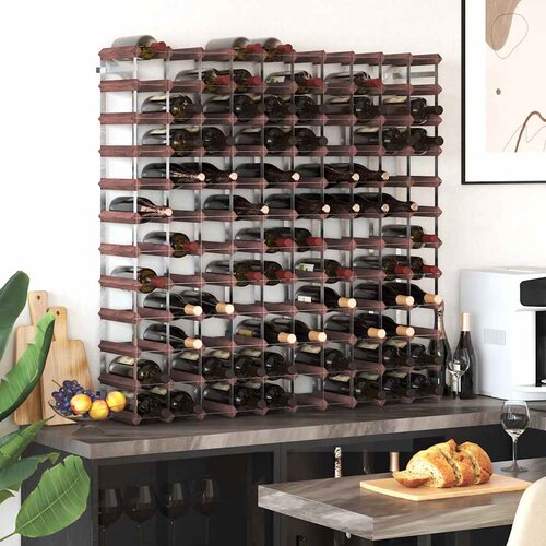  Stalak za vino za 120 boca smeđi od masivne borovine Slike