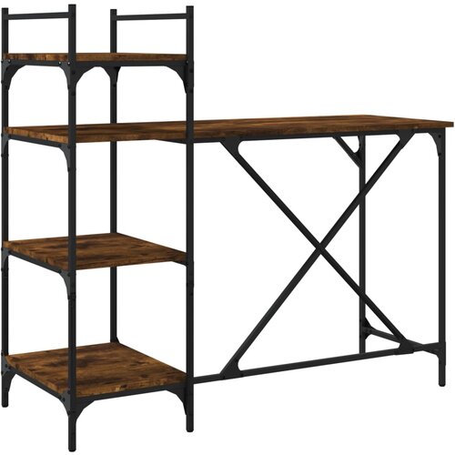 Maison Chic Računalniška miza - pisarniška miza s policami dimljen hrast 120x47x109 cm, (21785615) Cene