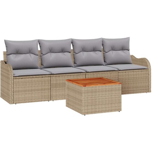  Set vrtnih sofa od 5 dijelova s jastučićima od bež poli ratana  akacije  Dvosjedna vrtna sofa s jastučićima od bež poli ratana Cijene