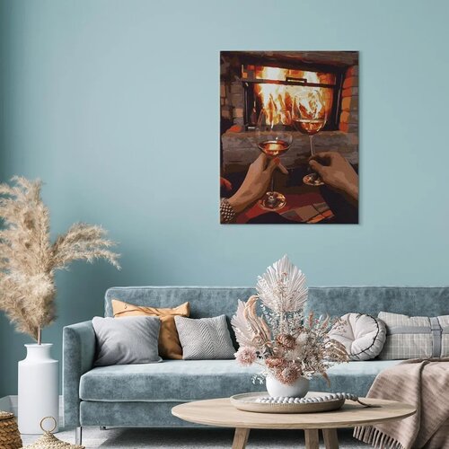  Slika za samostalno slikanje - An evening by the fireplace 40x50 Slike