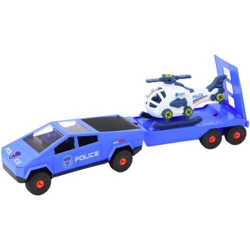 Lean Toys komplet sodobnega avtomobila s helikopterjem in vlačilcem za razstavljanje diy blue Slike