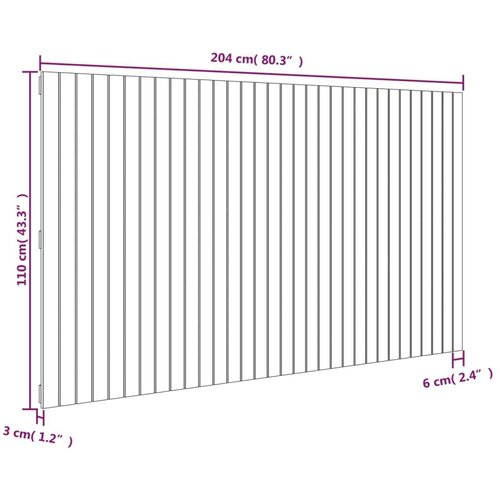 Zidno uzglavlje crni 204x3x110 cm od masivne borovine Slike