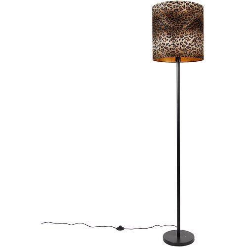 QAZQA Stoječa svetilka črna senca leopard dizajn 40 cm - Simplo Cene