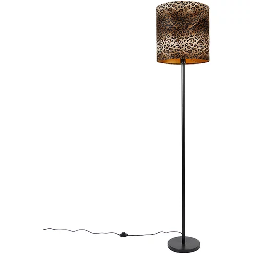 QAZQA Stoječa svetilka črna senca leopard dizajn 40 cm - Simplo