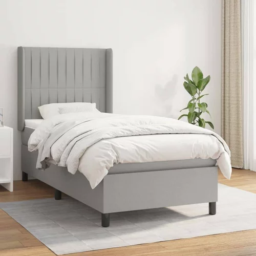  Box spring postelja z vzmetnico svetlo siv 100x200 cm blago, (20899738)