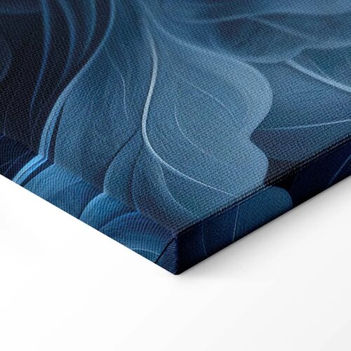  Slika - Abstract Ornaments Dark Blue Victorian Leaves 90x60 Na talijanskom platnu Slike
