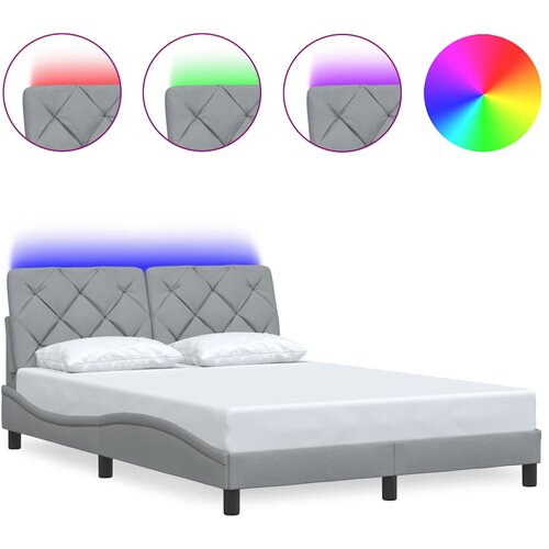 Maison Chic Posteljni okvir - Dvoposteljna postelja - Zakonska postelja z LED brez vzmetnice svetlo siv 140x200 cm, (21697288) Slike