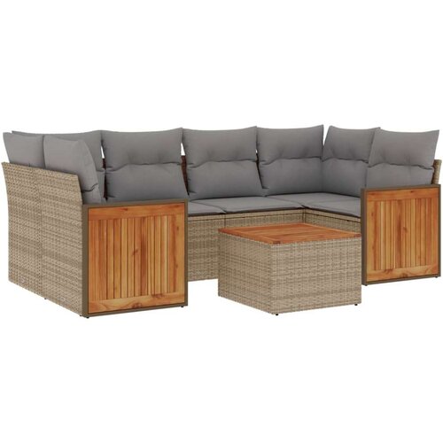 VidaXL 7-dijelni set vrtnih sofa od poliratana s jastucima bež Slike
