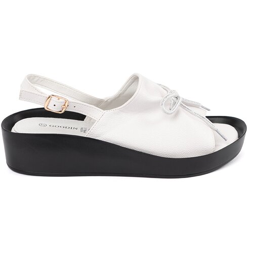 GOODIN White wedge sandals with leather insole Slike