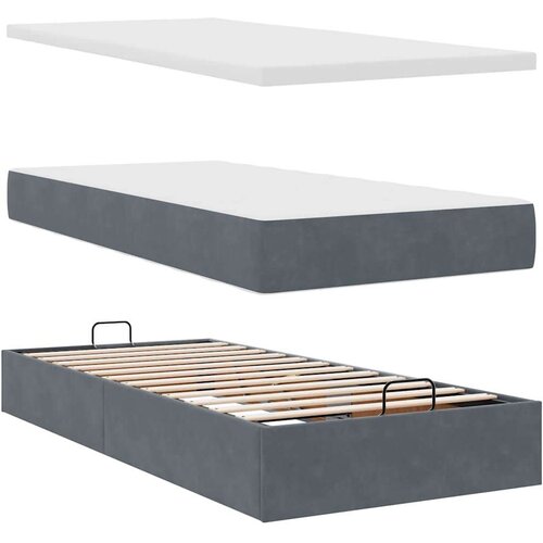 VidaXL Okvir kreveta s madracima tamnosivi 200x200cm bar&amp;scaron;unasti Slike
