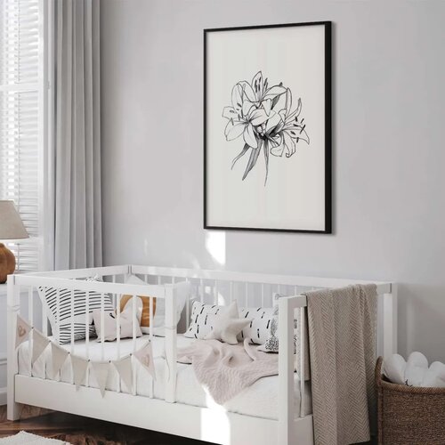  Plakat Drawn Flowers 60x90 Crni okvir s margom Cene