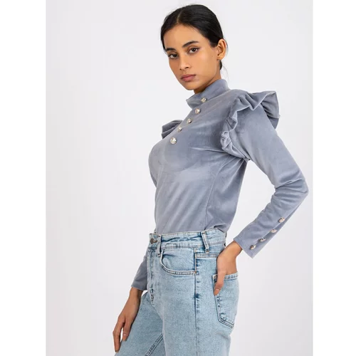 Fashion Hunters Gray velor blouse with Capri buttons