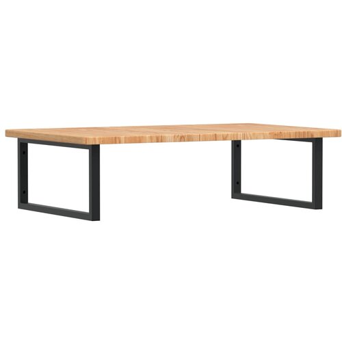  Zidna polica za umivaonik od čelika i masivne hrastovine Smeđa 100 x 60 x 2.5 cm Slike