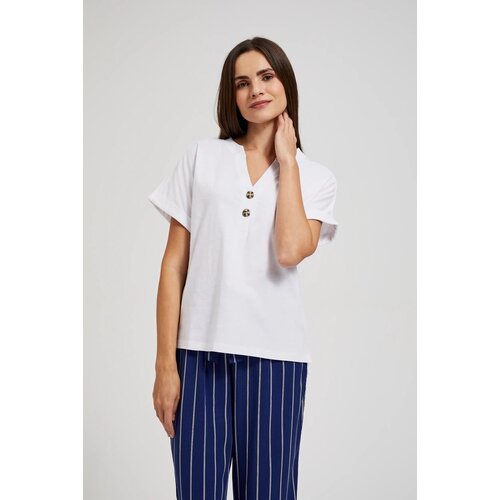 Moodo Women's T-shirt with buttons - white Cijene
