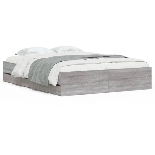 VidaXL Okvir za krevet s ladicama boja hrasta 140x190 cm drveni Slike
