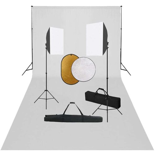 vidaXL Foto studijski komplet s softboxi, ozadjem in odbojnikom Cene