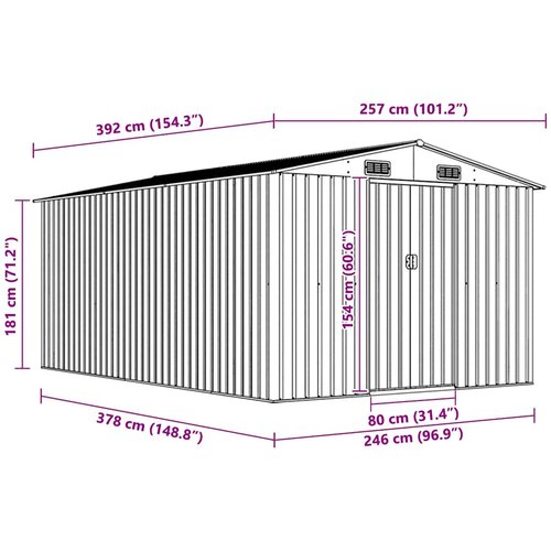  Vrtno spremi&amp;scaron;te 257 x 392 x 181 cm metalno antracit Slike
