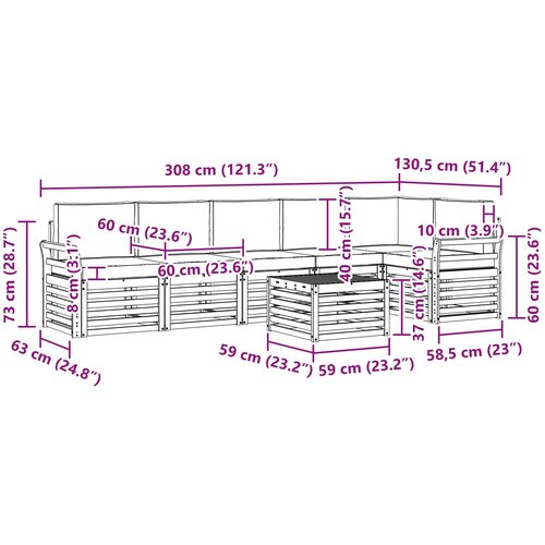  Set vanjskih sofa 7 kom. Bijela i krem Poliester 59 x 59 x 37 cm Slike