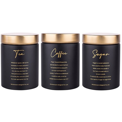 Altom design set posuda za &scaron;ećer, kavu, čaj u crnoj boji Gold Dream Cijene