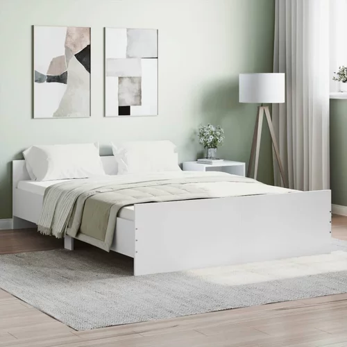 vidaXL Okvir kreveta s uzglavljem i podnožjem bijeli 135 x 190 cm