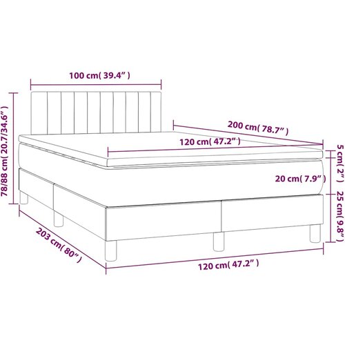  box spring s madracem LED crni 120 x 200 cm od tkanine Slike