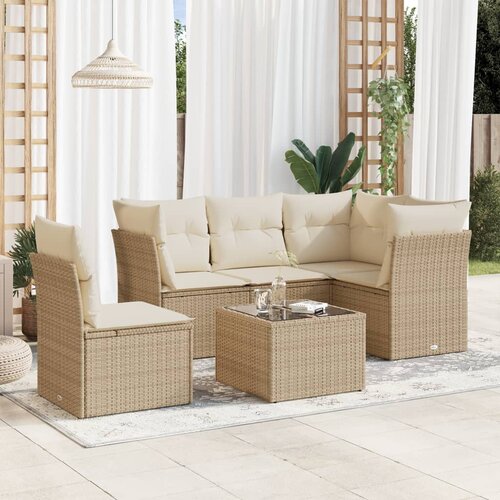 vidaXL 6-dijelni set vrtnih sofa s jastucima bež od poliratana Cijene