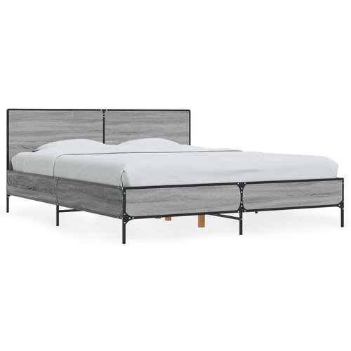  Posteljni okvir siva sonoma 150x200 cm inž. les in kovina Cene