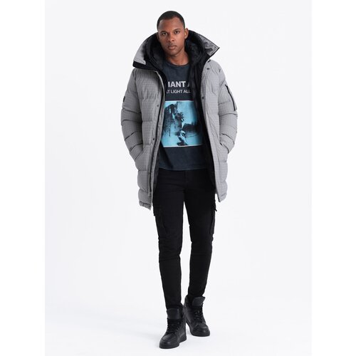 Ombre Outdoor long men's parka jacket - gray Cene