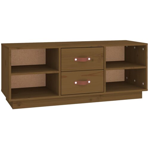 Maison Chic TV omarica - TV stojalo - Televizijska omarica medeno rjava 100x34x40 cm trdna borovina, (21700592) Slike