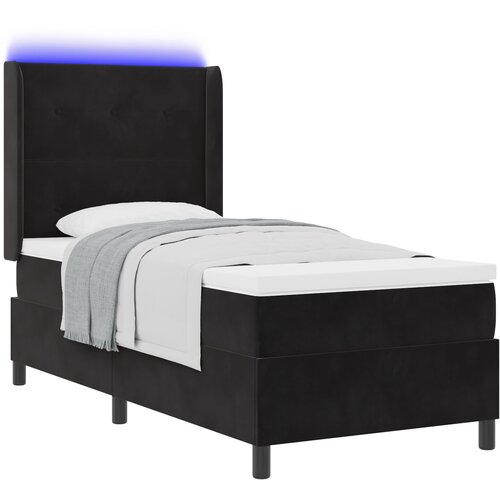 vidaXL Box Spring Postelja z Blazino in LED Črna 80x200 cm Žamet, (22049801) Cene