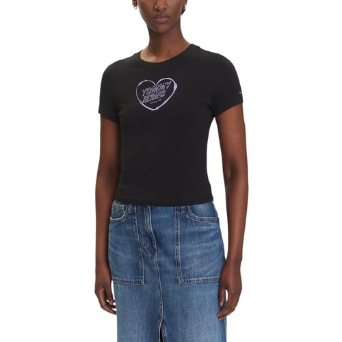 Tommy Hilfiger Majice s kratkimi rokavi TJW SLIM SH HEART TE DW0DW21390 Črna Slike