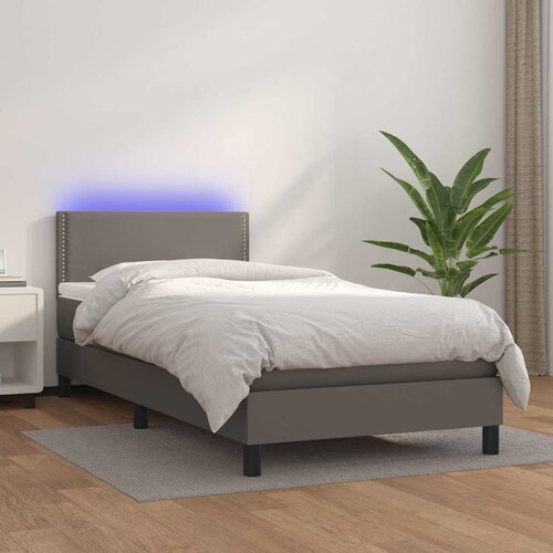  box spring s madracem LED sivi 80x200 cm od umjetne kože Cijene