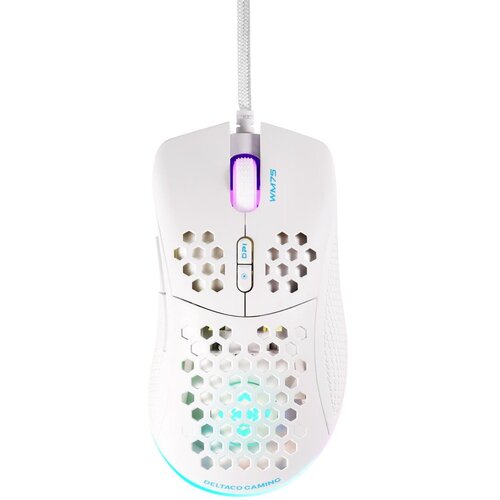 DELTACO GAMING Mi&amp;scaron; Ultra-Light Gaming , 6400 DPI, RGB, Gumeni stranski oprijem, BELA Slike