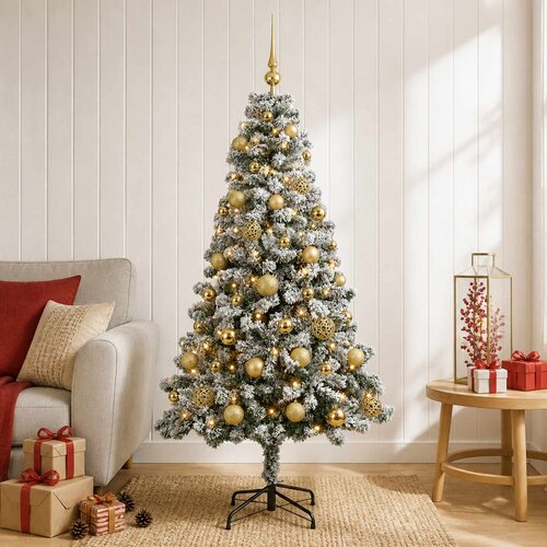  Umjetno božićno drvce s kuglicama 120 cm 150 LED lampica Slike