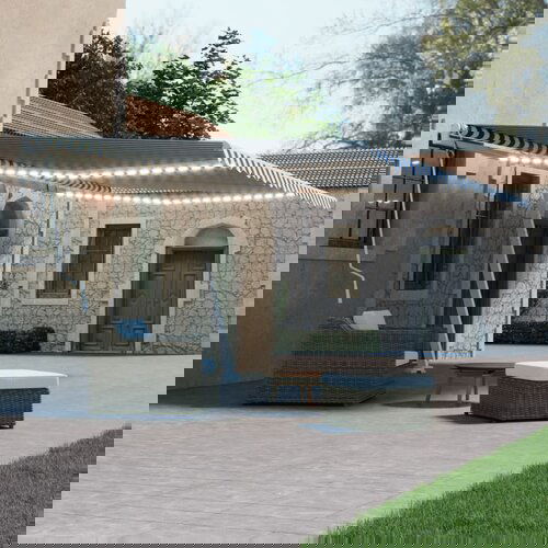 vidaXL Ročno zložljiva tenda z LED lučkami 600x300 cm modra in bela Cene