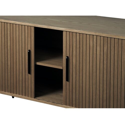 Unique Furniture Rjava komoda v hrastovem dekorju z drsnimi vrati 180x76x45 cm Nola &amp;ndash; Slike