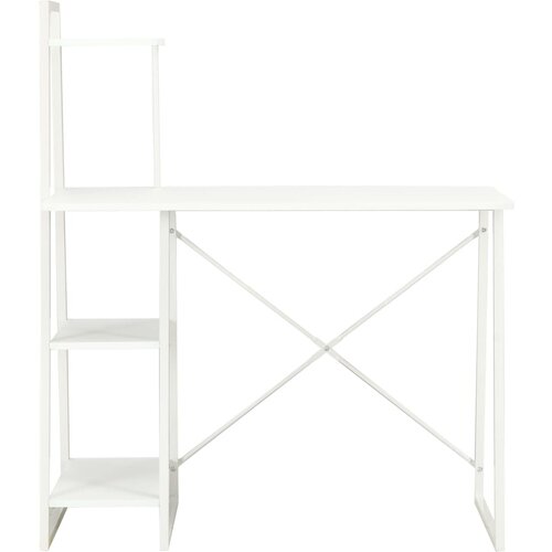 Maison Chic Pisalna miza - pisarni&amp;scaron;ka miza - Računalni&amp;scaron;ka miza s policami bela 102x50x117 cm, (21785431) Slike