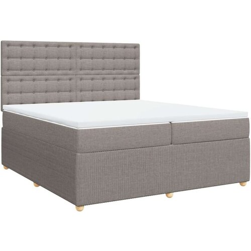  Krevet s oprugama i madracem smeđesivi 200x200 cm od tkanine Slike