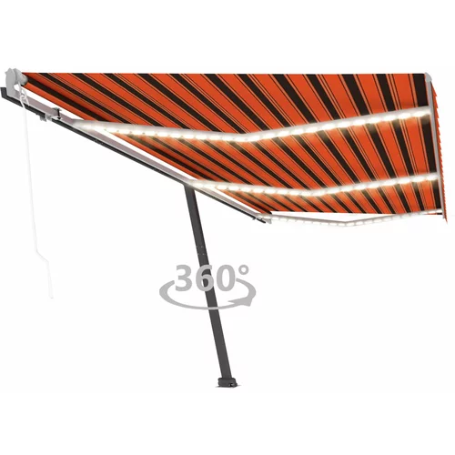 vidaXL Automatska tenda sa senzorom LED 600 x 300 cm narančasto-smeđa