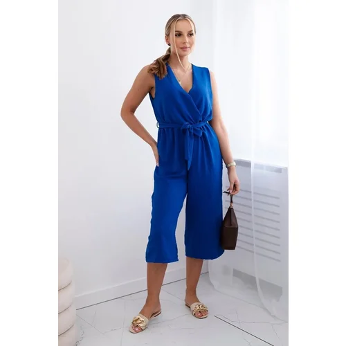 Kesi Cornflower blue jumpsuit with ties at the waist