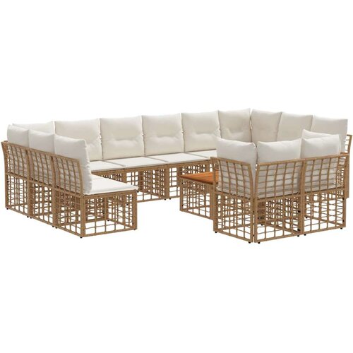  Set vanjskih sofa 13 pcs Prirodna i krema bijela Poliester - Prirodna i kremasto bijela sa stolom Cene