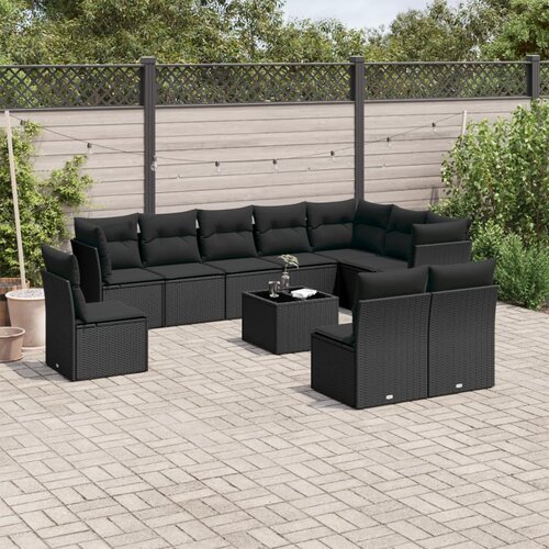 vidaXL 11-dijelni set vrtnih sofa od poliratana s jastucima crni Cijene