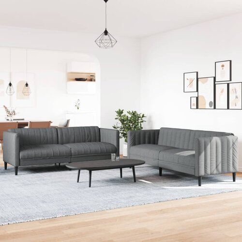  2-dijelni set sofa tamnosivi od tkanine Slike