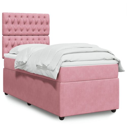 vidaXL Box spring krevet s madracem ružičasti 90x200 cm baršunasti Cijene