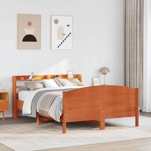vidaXL Posteljni okvir brez vzmetnice voščeno rjav 120x190 cm borovina Cene