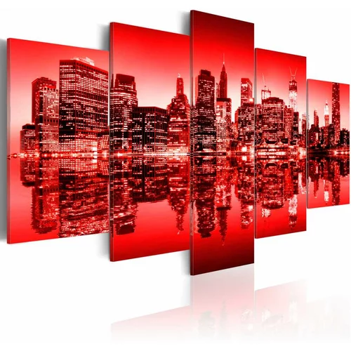  Slika - Red glow over New York - 5 pieces 200x100