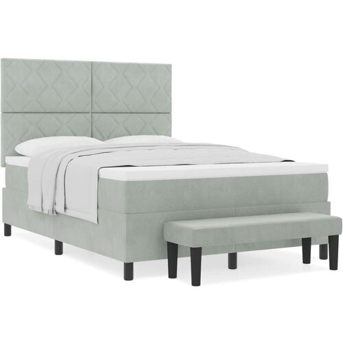  Krevet s boxspringom s madracem i klupom svjetlosiva 160x200 cm bar&amp;scaron;un Slike